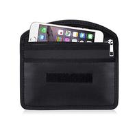 Fireproof Faraday Bag with Zipper Anti-Tracking EMF GPS RFID Car Key Signal Blocker Wallet Shielding Pouch Protective Case for Cell Phone Privacy and Car Key FOB (1pcs) Black