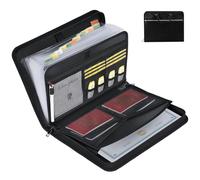 Fireproof File Organiser, 13 Pockets Expanding File Folder with Zipper Labels and Handle Portable Waterproof File Organiser Important Document Organiser Wallets for A4 Documents Paperwork Receipt