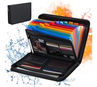 Fireproof File Organiser, Expanding File Folder A4 Fireproof Document Organiser with Zipper & Labels,13 Pockets Portable Waterproof Accordian Filing Boxes for A4 Documents, Bill, Receipt
