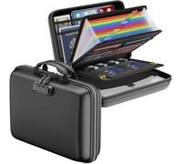 Fireproof File Organiser with Lock,Hard Case Document Box,13 Pocket Expanding File Folder,Portable Waterproof Document Organiser,Home Office Filing Folder for A4 Documents,Bill,Receipt