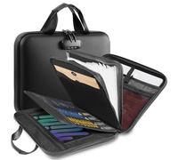 Fireproof File Organiser with Lock, Hard Case Document Box, Fireproof Document Organiser with 13 Pockets Expanding File Folder and Handles, Portable Home Office Folder for A4 Documents with Zipper