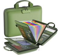 Fireproof File Organizer with Lock, Hard-Shell Case Fireproof Document Box with 13 Colorful Pockets Accordion File Folder, Important Document Organizer for Letter A4 Files Laptop Passports (Green)