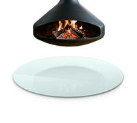 Fireproof Fireplace Indoor Base Panel Round ø 80 cm | Spark Protection Board | Heat Resistant Stove Plate | Protects Floor from Embers | Heatproof | Sturdy Tempered Glass - Milk Effect