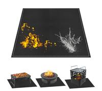 Fireproof Fireplace Mat Fire Resistant, 96 x 96cm Hearth Rugs for Fireplaces, Hearth Pads for Wood Stove Fireplace Indoor Outdoor, Protects Floors from Sparks Embers with Storage Bag (Black, Square)