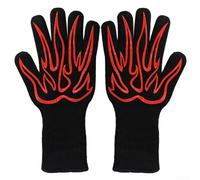 Fireproof Heat Resistant Gloves for High Temp Use Including For Grilling Baking Oven Cooking Welding and Hot Handling (Red)