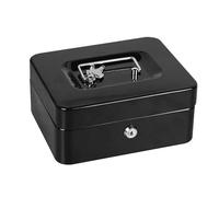 Fireproof Metal Cash Lock Box, Watertight Document Money Safe Storage Box with Key for Home Car, Fire Water Chest Money Box Lock Box (Black)