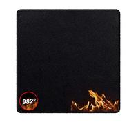 Fireproof Pad, Heat Protection Mat 100 x 100cm Thick 5mm Heat Resistance 982°C Soldering Mat Fire Protection Mat Fireproof Mat for Tent Oven Welding Table Coffee Machine, Black with Borders
