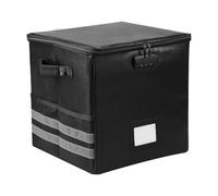 Fireproof Vinyl Record Storage Box with Lock and Handle 33x33x33cm Water Resistant Foldable Record Storage Organizer Case with Reflective Strips for Home Studio Garage Setups Vinyl Enthusiasts Djs