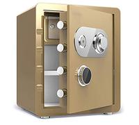 Fireproof Waterproof Deposit Box Small Safes Mechanical Lock All-Steel Anti-Theft Household into the Wardrobe Key Safe Office Password Box,Gold