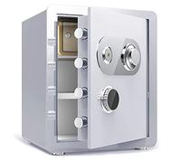 Fireproof Waterproof Deposit Box Small Safes Mechanical Lock All-Steel Anti-Theft Household into the Wardrobe Key Safe Office Password Box,White