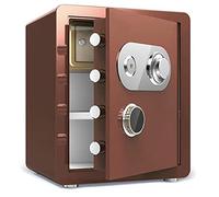 Fireproof Waterproof Deposit Box Small Safes Mechanical Lock All-Steel Anti-Theft Household into the Wardrobe Key Safe Office Password Box,Brown