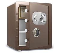 Fireproof Waterproof Deposit Box Small Safes Mechanical Lock All-Steel Anti-Theft Household into the Wardrobe Key Safe Office Password Box,Coffee Gold