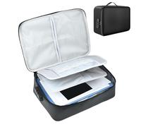 Fireproof/Waterproof Document Bag(38x28x10cm),4-Layer Large Capacity Fireproof Document Box with Lock, Safe Lockable Storage Box for Passports, Certificates, Legal Files, Valuables