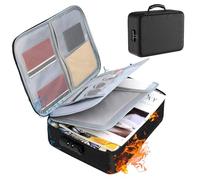 Fireproof Waterproof Document Box - 14.6''×11.4''×4'' Large Capacity Document Bag with Lock, 3-Layer Office A4 File Storage Box Portable, Document Organizer for Passports, Certificates, Legal Files