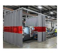 Fireproof Welding Blanket Silicone Coated with Red Window Industrial Heat Resistant Divider 3x2.5m Fire Retardant for Workshop Safety