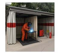 Fireproof Welding Curtain with Window Flame Retardant Welding Blankets Industrial Divider for Workshop Gray 0.5mm 1.6x2m/5.2x6.6ftDurable Safety Solution