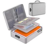 Fireproofs Waterproof Document Storage Box Combination Large Interior Organizers for Files Laptop 14inch Passports Cash Protections Against Flood for Home Travel Fiberglass