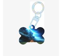 Fires and People Under Dark Clouds Dog Tags for Pets,Bone-Shaped Acrylic Pet ID Tags,Perfect for Small to Large Dogs and Cats,Cute & Functional