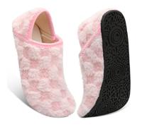Fires Slippers for Men and Women with Rubber Sole, Soft, Lightweight, Non-Slip, Indoor and Outdoor, Pinkywhite, 4-5 Women/2.5-3.5 Men