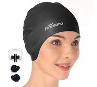 firesara Swim Cap, Silicone Swimming Cap for Long Short Hair 3D Design Non-Slip Swimming pool for Adult Men Women Swim Hat with Nose Clip Ear Plugs