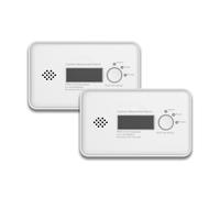 FireShield Carbon Monoxide Detector Twin Pack For Home and Kitchen | Sealed 10-Year Battery Powered CO Alarm White | Real-Time CO Level Display | 2 x Carbon Monoxide Alarms