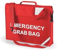 FireShield Emergency Grab Bag - Reflective Printed Bold Text - Red Emergency Documents Shoulder Strap Bag