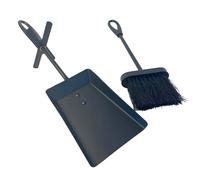 FIRESIDE BRUSH and PAN shovel set | Tidy clean log burner stove | Powder coated black finish | Built-in stand | Hearth Iron Fireside Tidy Set | Bannister set