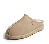 Fireside by Dearfoams Men's Grafton Shearling Indoor/Outdoor Clog Slipper, Sand, 12