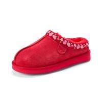 Fireside by Dearfoams Women’s Greta Genuine Shearling Clog Slippers, 100% Natural Suede Clogs for Outdoor & Indoor, Poppy, 4.5 UK