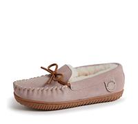Fireside by Dearfoams Women's Alice Springs Shearling Indoor/Outdoor Moccasin Slipper, Dusty Pink, 5.5 UK