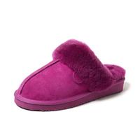 Fireside by Dearfoams Women's Fireside Sydney Shearling Fur Indoor/Outdoor Scuff Slipper with Wide Widths, Mystic Purple, 6 UK