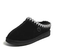 Fireside by Dearfoams Women's Greta Shearling Indoor/Outdoor Clog Slipper, Black Taping, 8 UK