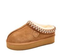 Fireside By Dearfoams Women's Queenstown Shearling Slippers, Memory Foam Suede Clog, Indoor/Outdoor Slip-in House Shoes