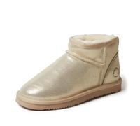 Fireside by Dearfoams womens Riverland Genuine Shearling Fur Lined Mini Ankle Boot With Platform Slipper, Gold, 7 UK