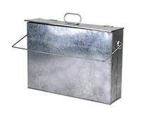 Fireside Galvanised Ash Carrier Box - 15L Metal Ash Storage Bin With Lid For Fireplace & Stove (Silver)