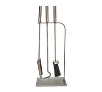 Pewter Fireside Companion Set 3 Piece 50cm Ivyline Silver One Size