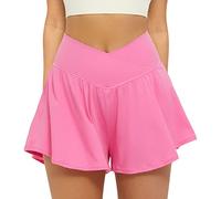 FireSwan Crossover Athletic Shorts for Women 2 in 1 Flowy Running Shorts with Pockets Spandex Butterfly Workout Tennis Skorts