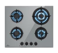 Gas Hob 60 cm 4 Burner Glass Ceramic Double Gas Cooker Hob Gas Burner Hob Grey