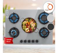 Firetale Gas Hob 5-Burner 70 cm Aluminium Burner Natural Gas/Propane incl. Hose and Pressure Reducer