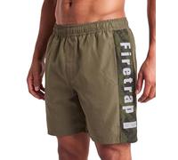 Firetrap Men’s Swim Shorts - Quick Dry Mesh Lined Swimming Trunks, Adjustable Drawstring Beach Board Shorts with Pockets, Summer Swimwear for Pool & Holiday (Black, Navy Blue, Camo Green) Khaki L