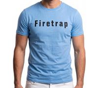 Firetrap Mens T-Shirt Designer Branded Chest Logo Crew Neck Short Sleeve Casual Cotton Sky Blue L