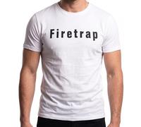 Firetrap Mens 100% Cotton T-Shirt - Designer Longline Graphic Logo Tee - Premium Crew Neck Short Sleeve Casual Streetwear Top