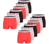 Firetrap Mens 12 Pack Designer Boxer Shorts, Underwear Gift Set Trunks Comfortable Stretch Cotton Plain Colours Mens Briefs Red, Black, Grey XL