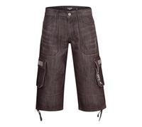 Firetrap Mens 3/4 Length Cargo Pants Denim Jean Cargo Short Cotton Summer Casual Capri Cropped Trousers with Multi Pockets Black Wash 30