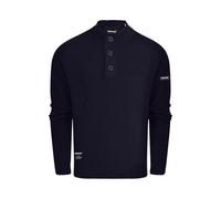 Firetrap Mens 3 Button Funnel Neck Jumper Pullover Winter Sweaters Cotton Blend Jumpers Quarter Half Button Men Top Jumoers Designer Smart Top Knitted Knitwear Sweatshirt Jumpers for Men Navy L