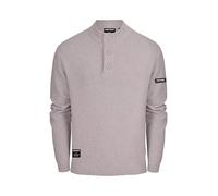 Firetrap Mens 3 Button Funnel Neck Jumper Pullover Winter Sweaters Cotton Blend Jumpers Quarter Half Button Men Top Jumoers Designer Smart Top Knitted Knitwear Sweatshirt Jumpers for Men Grey XL