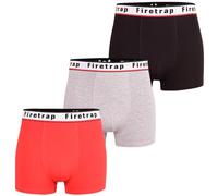 Firetrap Mens 3 Pack Designer Boxer Shorts, Underwear Gift Set Trunks Comfortable Stretch Cotton Plain Colours Mens Briefs Red, Black, Grey XL