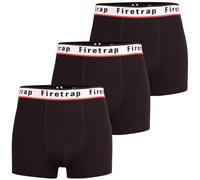 Firetrap Mens 3 Pack Designer Boxer Shorts, Underwear Gift Set Trunks Comfortable Stretch Cotton Plain Colours Mens Briefs All Black XXL