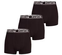 Firetrap Mens 3 Pack Designer Boxer Shorts, Underwear Gift Set Trunks Comfortable Stretch Cotton Plain Colours Mens Briefs All Black S