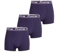 Firetrap Mens 3 Pack Designer Boxer Shorts, Underwear Gift Set Trunks Comfortable Stretch Cotton Plain Colours Mens Briefs All Blue L